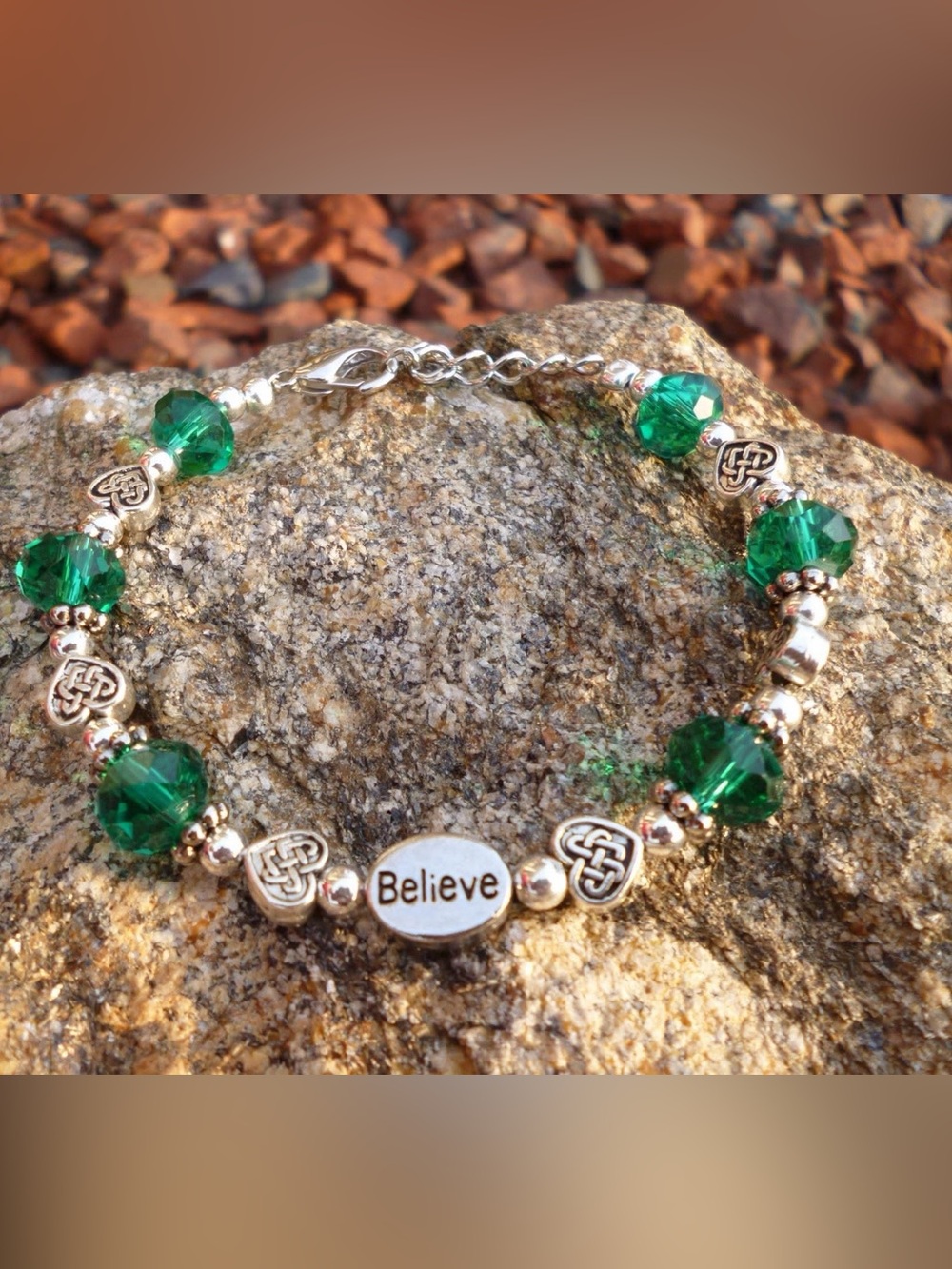New!  Handcrafted Celtic Irish Blessing “Believe” bracelet w/adjustable chain